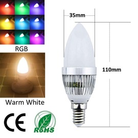 YAKAiYAL RGBW E14 LED Kerzenbirne 3W Warmweiß RGB 12-Farbwechsel SES C35 Kerzenlampe 2-Modus für Stimmungsbeleuchtung 2-Pack MEHRWEG