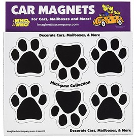 Imagine This 1-3/4-Inch by 1-3/4-Inch 6 Mini Paws Car Magnet, Black