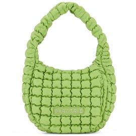 Expatrié Pippa Women's Shoulder Bag, Everyday Puffer Bag, Y2K Quilted Handbag for University, Work, Leisure, Puffy Hobo Women's Handbag Made of Faux Leather, Green