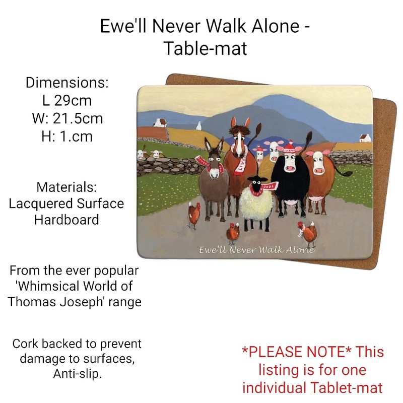Thomas Joseph Ewe'll Never Walk Alone Large Table Mat by