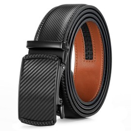 CALIYO Men's Belt, Automatic Leather Belt, Men's Ratchet, Width 34 mm, Adjustable Men's Belt Without Holes, Suitable for Men's Suits and Business Clothing, black / brown