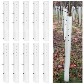 Pushglossy 10 Pack 36 Inch Tree Seedling Sapling Grow Tubes Standard Vented Seedling Protectors Split Tree Grow Protector with Releasable Zip Tie Plant Shelter for Cuttings Outdoor (White)