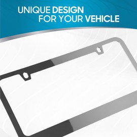 BDK Heavy Duty Rust-Proof Stainless Steel Chrome License Plate Frame - American Bald Eagle, Universal Fit for Car, Truck, SUV, Front & Rear (2 Pack)