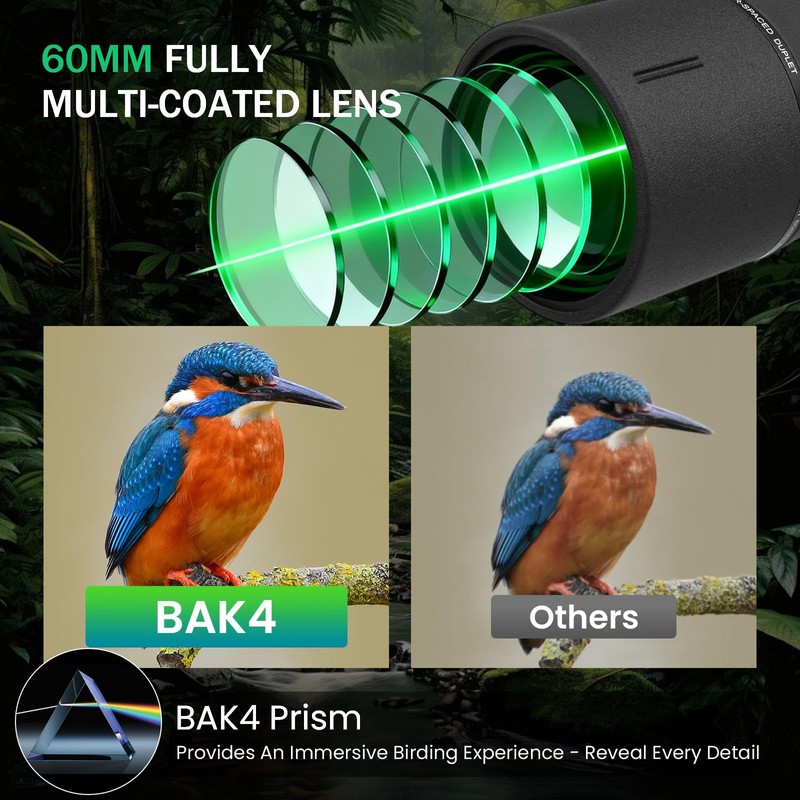 BIBIRE 25-75x60 HD Straight Spotting Scope with Tripod and Phone