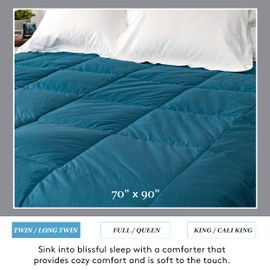 Ameridown Medium Warmth Premier Down Alternative Comforter with Sewn in Duvet Corner Loop Attachments, Twin/Long Twin Size Bed, Dark Harbor