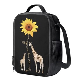 HELLHERO Sunflower Giraffe Lunch Bag Insulated Lunch Box Reusable Cooler Bag Handbag Meals Picnic Organizer Ice Packs for Women Teen Girls Boys Kids