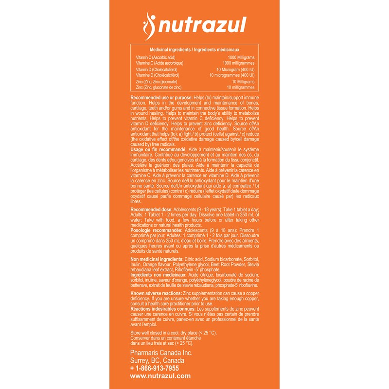 Nutrazul Immune Triple Action Effervescent Tablets -1000 mg Vitamin C,