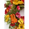 24" Summer Round Poppy Wreath for Front Door with Orange,