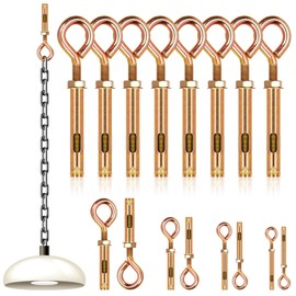 Wokape 8Pcs Closed Hook Bolts Wall Concrete Brick Expansion Screws Zinc-Plated Metal Anchor Bolt Hooks Hex Bolt Sleeve Eye Pull Screw Swing Hooks (M8)