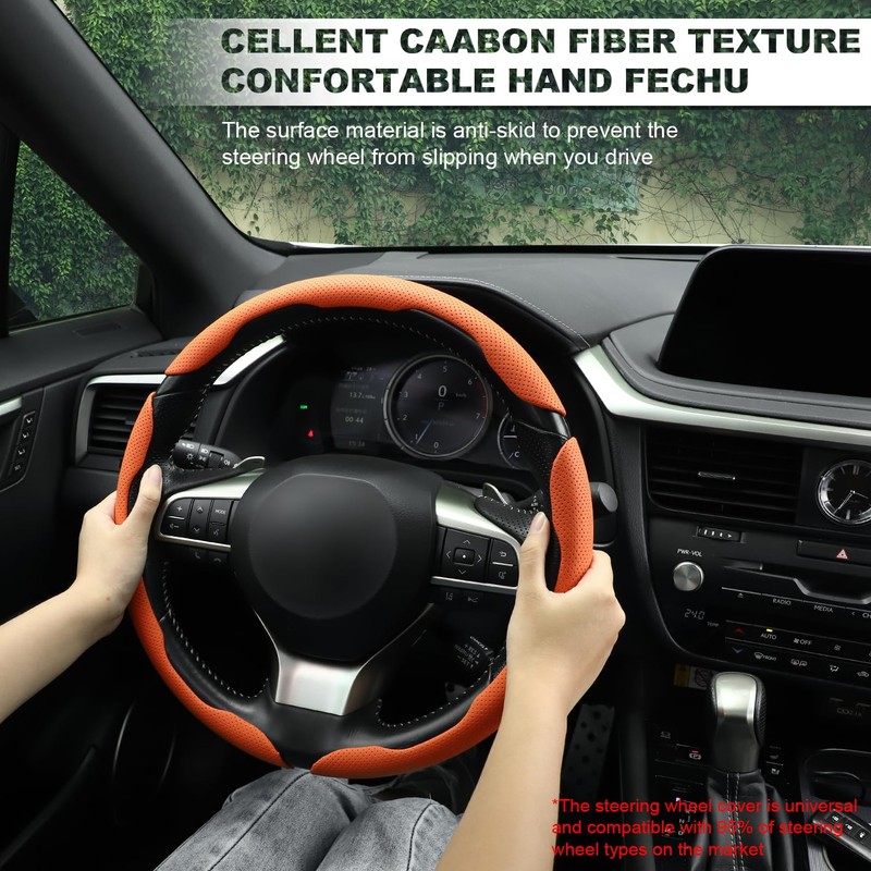 Amiss Car Nappa Leather Steering Wheel Cover, Car Interior Accessories,