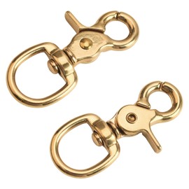 UFURMATE 2 Pack Quality Solid Brass Trigger Snap Hooks with 20 mm/0.78” Inner Ring Width, Swivel Round Eye Scissor Snap Clips for Outdoor or Indoor and Heavy Duty Use