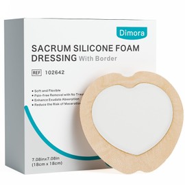 Dimora Sacrum Foam Wound Dressing (20 Packs)- Silicone Foam Bandages Adhesive Border 7"x7", Absorbent Sacral Pads Waterproof Breathable Bed Sore Pressure Dressing