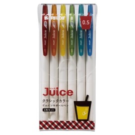 PILOT Juice Classic Color Set, Gel Ink Rollerball Pens, Fine Point 0.5mm, Assorted Colors, Pack of 6, LJU-15-6CC