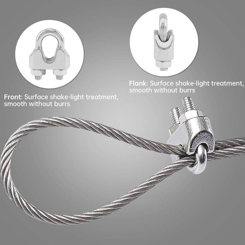 3/8" Wire Rope Clamp,10 pcs Cable Clamps 304 Stainless Steel