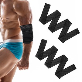 Abeillo Pack of 2 Knee Support Sports Bandage, 90 cm Compression Bandage Elastic Adjustable Calf Brace Compressed Knee Support for Arm, Elbow, Calf, Hand, Ankle, Wrist, Knee