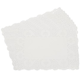 sourcing map 140pcs Paper Doilies, 9.1" x 6.3" Rectangle Lace Doilies Disposable Paper Placemats for Wedding Christmas Tableware Decoration White