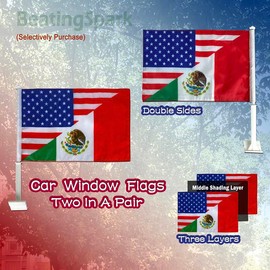 American Mexican Flag for Car Hood Cover 4X5Ft for World Cup,American Mexican Car Window Flags 11x19 in,Triangle Fasteners,Car Bonnet,Parade,Mexico - US MEX: AM flags for Car Window (two in a pair)