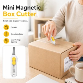 Magnetic Mini Box Cutter for Home & Office Use – Retractable Stainless Steel Utility Knife for Packages & Paper