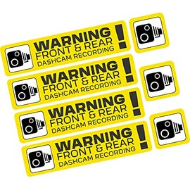 PCSL Dash Cam Recording Stickers CCTV In Car Video Camera Decal - Set of 7 (Yellow)