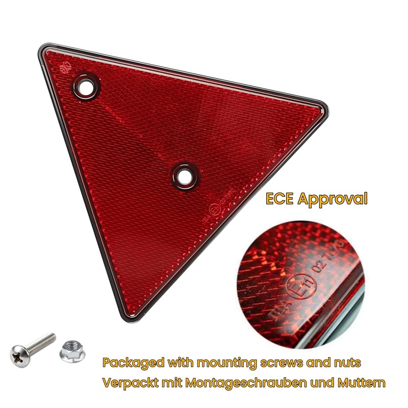 Woola Red Triangle Reflectors,4 Pack Trailer Triangle Reflector Reflective Warning