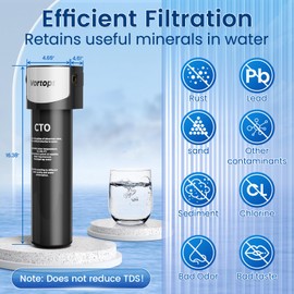 VORTOPT Under Sink Water Filter System,NSF/ANSI 42 Certified Water Purifier,28000 Galloons Large Flow Flux,Reduces PFOA/PFOS,Chlorine,Bad Odors,Direct Connect to Kitchen Faucet (Black-Q5-C2-28000GAL)