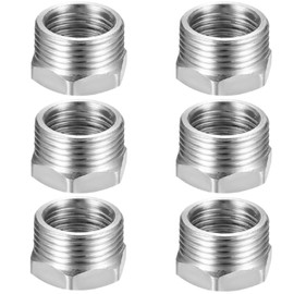 Pack of 6 Reducers 3/4 to 1/2 Inch, Stainless Steel Threaded Fitting Reducing Nipple Reduction 3/4 Inch Male Thread to 1/2 Inch Female Thread Reduction 3/4 to 1/2 for Pipe Connection, Industrial
