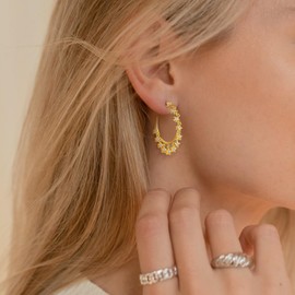 SEIHOP Pentagram Zircon Geometric tassel Stud Earrings 18K Gold Plated Round Hoop with Colorful Zirconia Jewelry for Women and Girls KE0121W