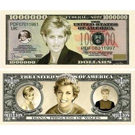 Princess Diana Million Dollar Bill W/protector