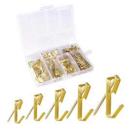 Picture Hanger, Picture Hooks with Nails, Wall Mounted Hook, Picture Hanger Kit, Heavy Duty Hanging Set, Supports 10-100 lbs & Reduces Damage to Walls for Office, Home Decorations (Golden)