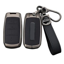 ontto Car Key Cover Case Fit for Dodge Ram 1500 2500 3500 4500 5500 2019-up,Metal Frame Key Fob Shell Leather Key Skin Fit for Ram Truck,Stylish Vehicle Key Protector,4-Button-Black
