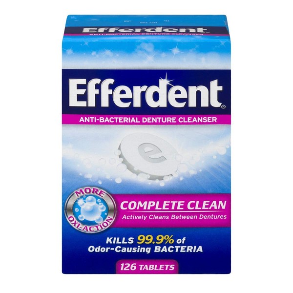 Efferdent Anti-Bacterial Denture Cleanser, Tablets - 126 Each, Pack of 5