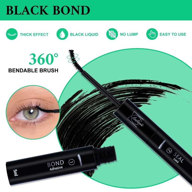 LASHSUN 2-in-1 Lash Cluster Glue Kit, Waterproof Bond and Seal,