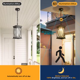 Outdoor Pendant Light Fixtures Exterior Ceiling Hanging Lantern for Porch, Modern Black Outside Chandelier Light Ceiling Mount with Crack Glass for Front Door Porch Gazebo Entrance Foyer Entryway