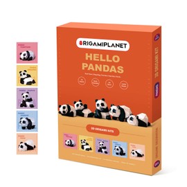 ORIGAMIPLANET Hello Pandas 3D Origami Paper Craft Gift Set 5 pcs, Panda Fanfan/Xingxing/Papa/Hanhan/Tuan Tuan Pre Cut Origami Kit, Cute Animal Paper Sculpture for Teens & Adults , Home Decor Art Gift
