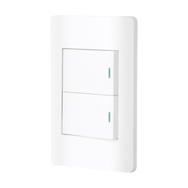Volteck PA-APDO15-LB, Placa armada blanca 2 interruptores sencillos línea Lisboa