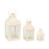 HomeRoots Set of Three Ivory Glass and Metal Geometric Floor