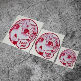 Horayten Anime Girl Car Sticker Feed Me Decal Tape for Auto Motor Oil Fuel Tank Decoration Graphic 4PCS