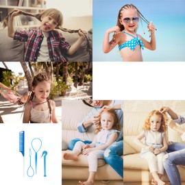 4 Piece Hair Braiding Tool Kit Professional Hair Styling Set for Perfect Braids, Includes Hook, Comb, Clips, and Accessories Ideal for Beginners and Expert (Blue)