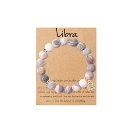 Zodiac Bracelet for Women Birthday Gifts Constellation Sign Charm Bracelet Rose Quartz Healing Beaded Bracelet for Teen Girls