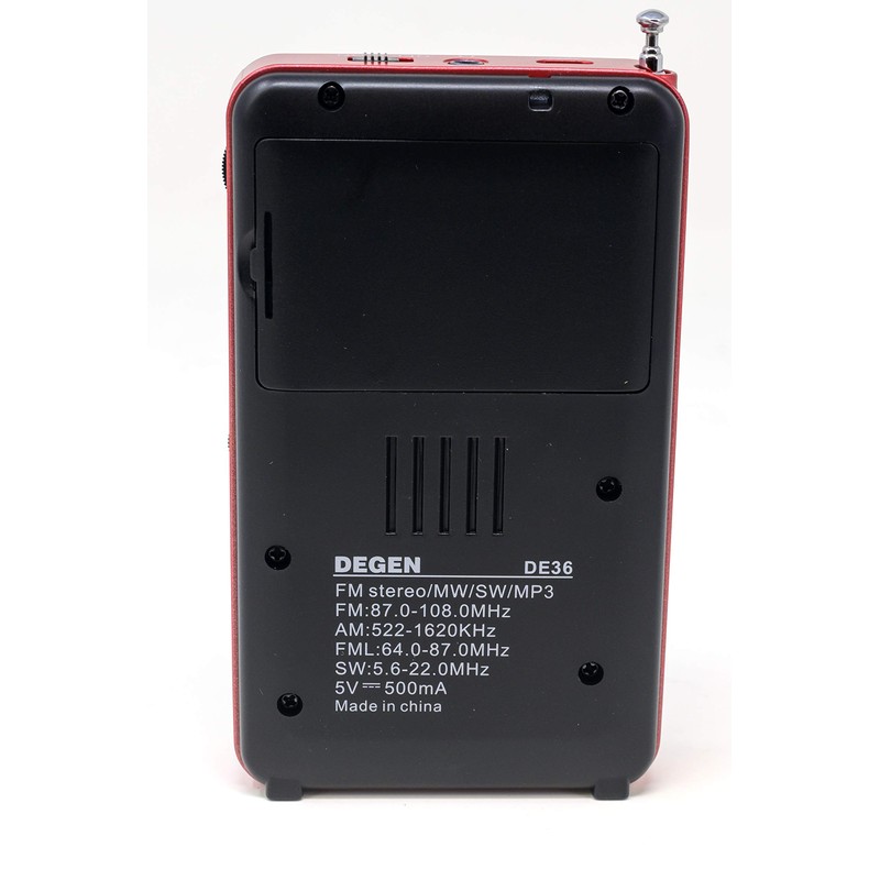 DEGEN DE36 Rechargeable AM FM Shortwave Radio & MP3 Player