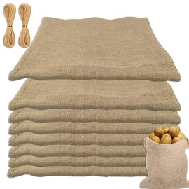 Quaocens 8 Pcs Potato Sacks Burlap Sack,Reusable Potato Storage Bag with Drawstring,Large Thickened Burlap Bag for Food Storage,Competitive Games,Planting Gardening
