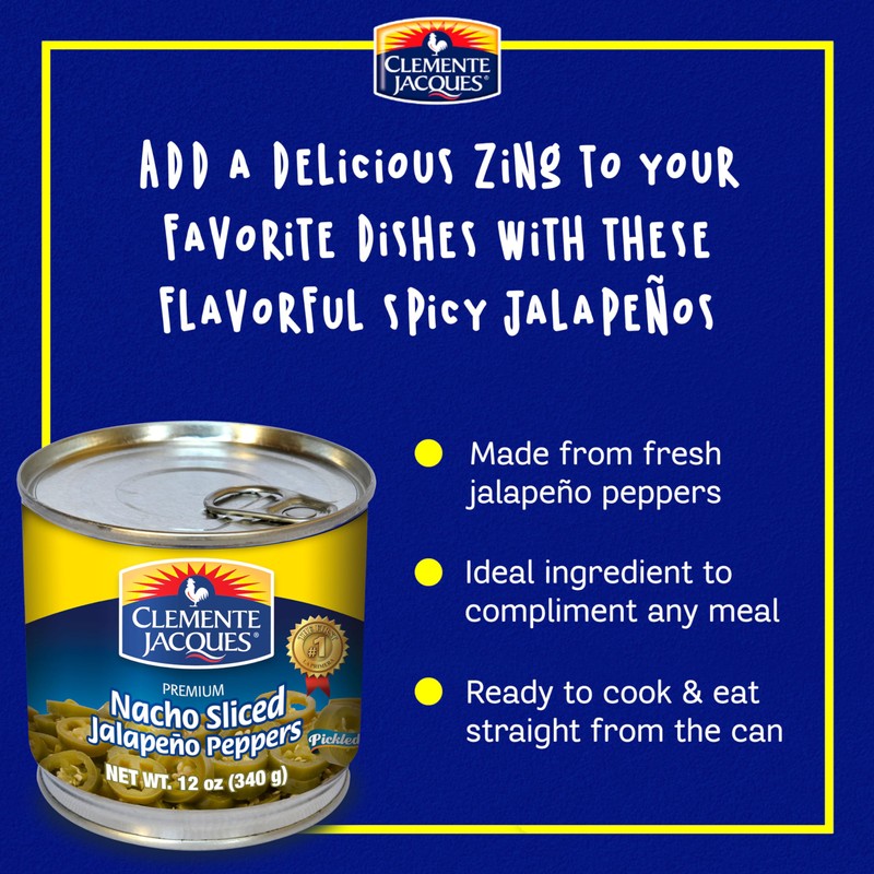 Clemente Jacques Nacho Jalapeno Peppers, Sliced Spicy Jalapeno, 12 oz