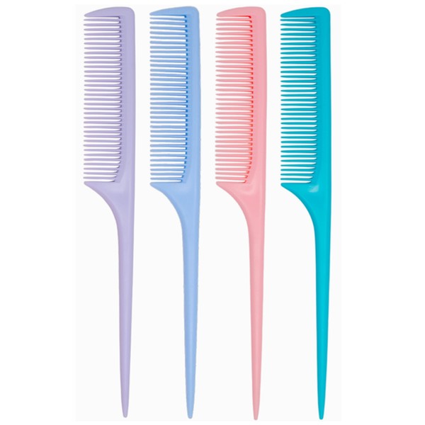 4 Pcs Rattail Combs for Women -Fine Tooth Styling Comb
