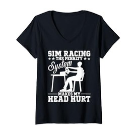 Womens SIM Racing Gloves Racing Simulator Seat Stand Wheels Racer V-Neck T-Shirt