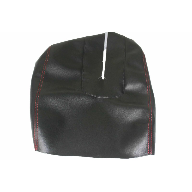 Kar Designers Black w/Red Stitching Leather Center Console Lid Cover