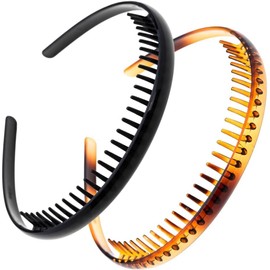 2Pcs Fashion Plastic Headband Teeth Comb Hairband Hair Hoop Band Accessories for Women (Style1, One size)