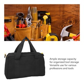 16 Inch Wide Mouth Tool Bag, Wide Mouth Canvas Tool Bag, Heavy Duty Large Capacity Tool Storage Bags, Small Tool Organizer Tote Bag for Electricians, Power Tool Organizer Pouch for Men(16 inches)