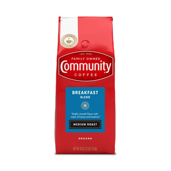 Community Coffee Premium Ground Coffee, Breakfast Blend Medium Roast, 40 Ounce