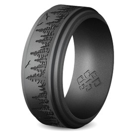 Knot Theory Forest Silicone Ring for Men - Dark Silver Size 11, Breathable Comfort Fit 8mm Bandwidth