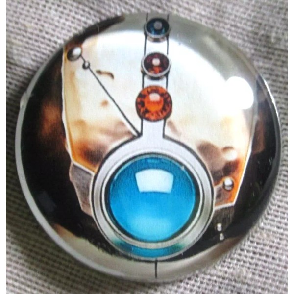 GLASS DOME PICTURE BUTTON -- LOOKS LIKE METALS TURQUOISE &